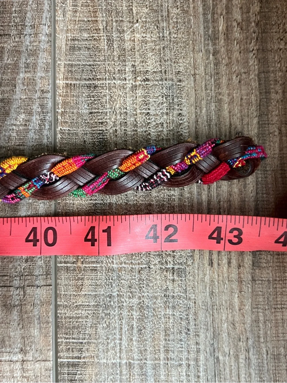 Braided Multicolor Leather Belt with Brass Buckle